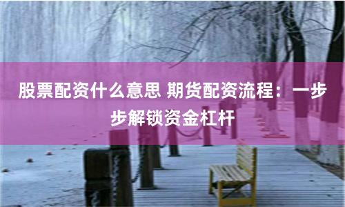 股票配资什么意思 期货配资流程：一步步解锁资金杠杆